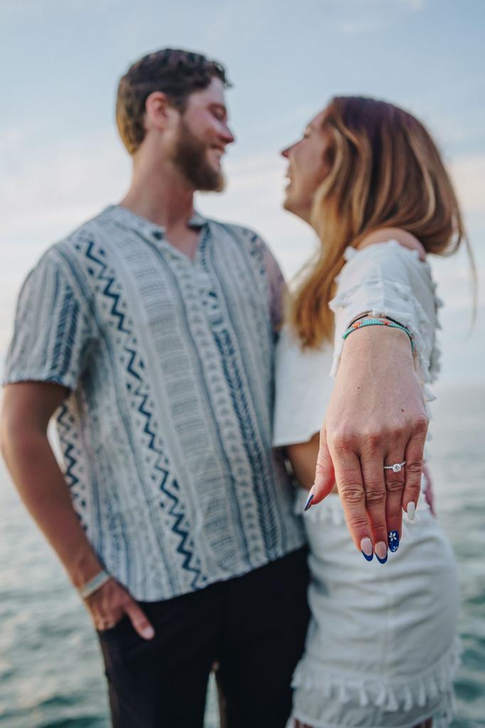 Custom ring on hand — completed piece